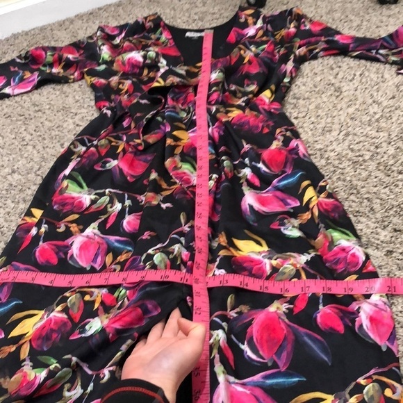 Delfi Collective Lindsay Maxi Dress Size Small Black Pink Tropical Floral Gown - Picture 9 of 12